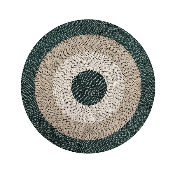 Better Trends Country Stripe Braid Collection Hunter Stripe 96" Round 100% Polypropylene Reversible Area Rug