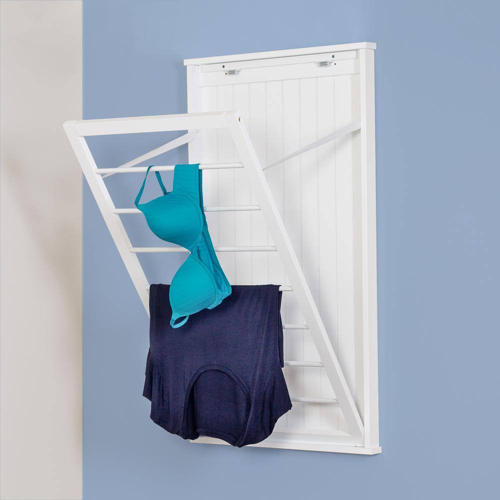 White Collapsible MDF and Steel Wall-Mount Drying Rack