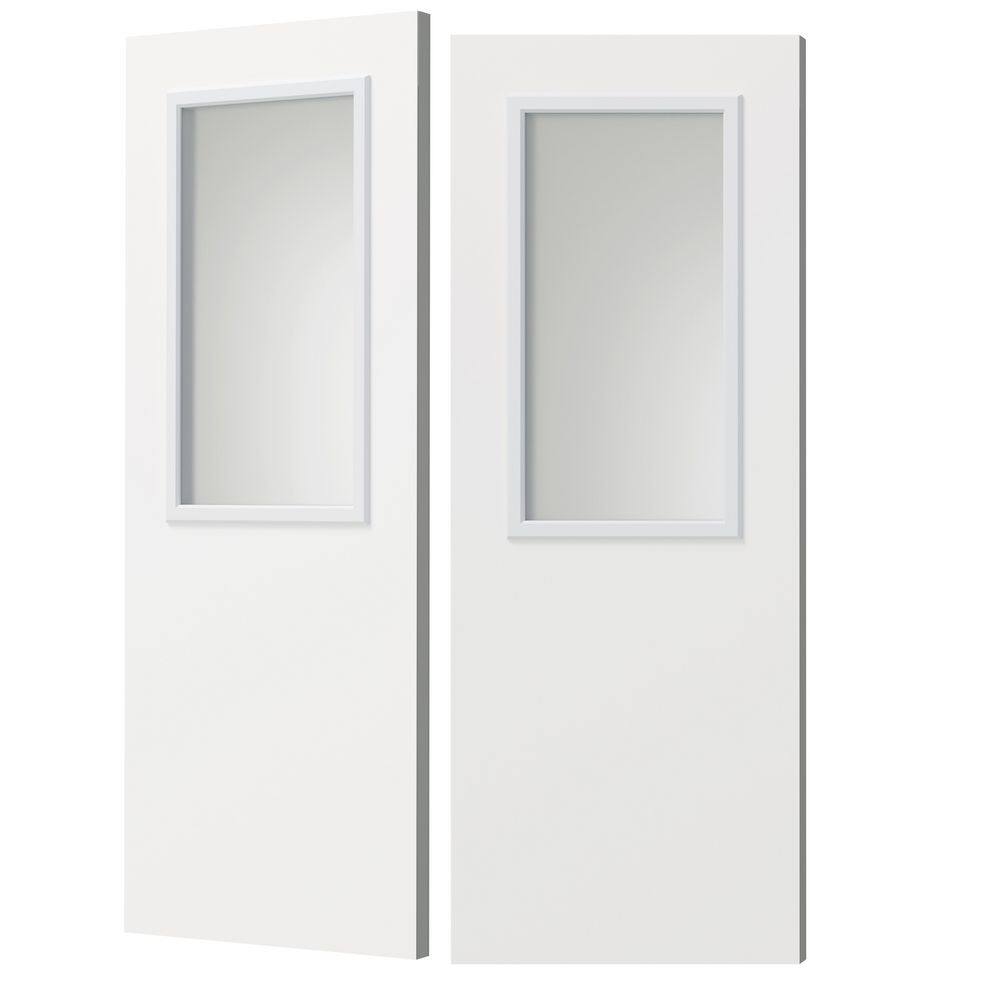 72 in. x 80 in. Universal/Reversible Half Lite Tempered Frosted Glass White Primed Pine Wood Front Door Slab price history on PriceWatchPro