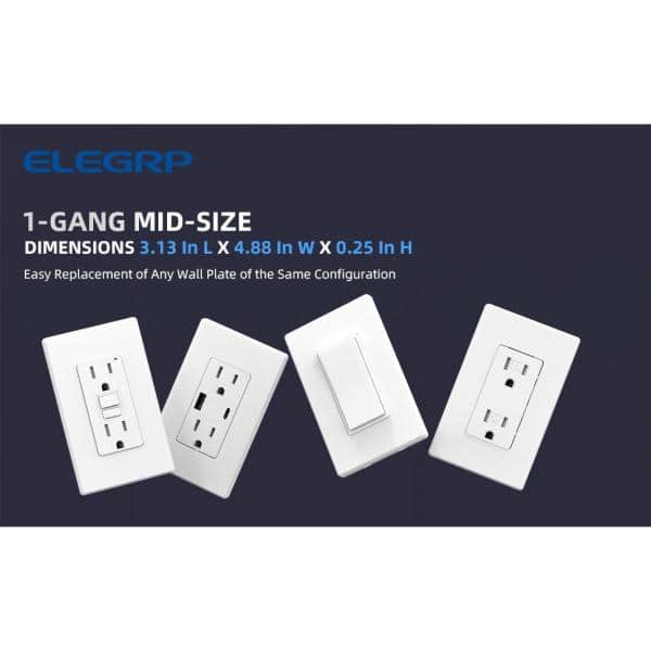 White 1-Gang Screwless Plastic Wall Plate Set