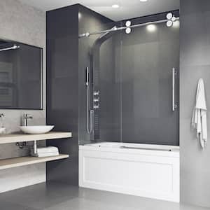 Elan 56 to 60 in. W x 66 in. H Sliding Frameless Tub Door in Chrome with 3/8 in. (10mm) Clear Glass