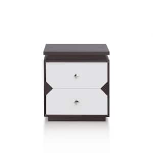 Prospect 19.7 in. Walnut and White Rectangle Wood End Table with 2-Drawer