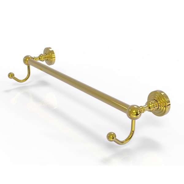 Allied Brass Waverly Place Collection 30 in. Towel Bar with Integrated Hooks in Polished Brass