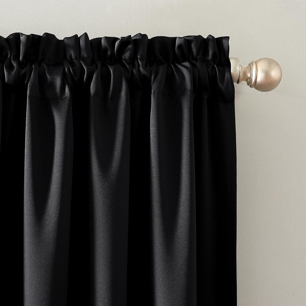 Sun Zero Black 95" Total Blackout Rod Pocket Curtain Panel