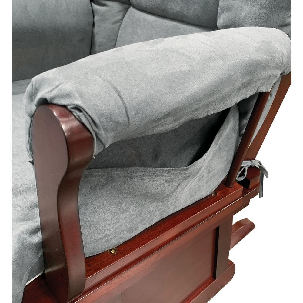Cherry & Gray Microfiber Glider Chair with Ottoman