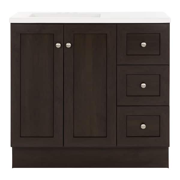 Bannister 37 in. Single Sink Dusk Bath Vanity with White Cultured Marble Top (Assembled)