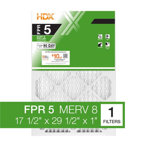 HDX 17.5 x 29.5 x 1 Standard Pleated Air Filter FPR 5, MERV 8