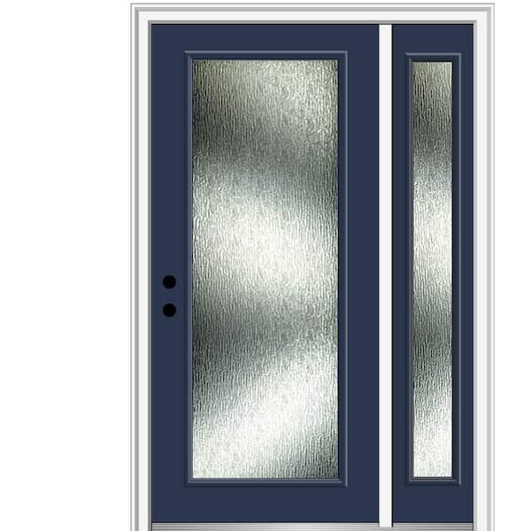 MMI Door 48 in. x 80 in. Right-Hand Inswing Rain Glass Naval Fiberglass Prehung Front Door on 4-9/16 in. Frame