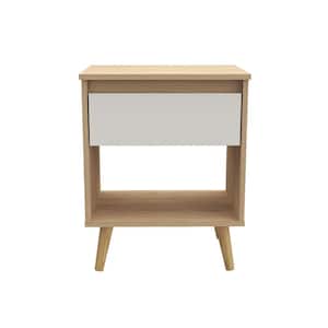 Sand Oak and White 1-Drawer 18.89 in. W Nightstand