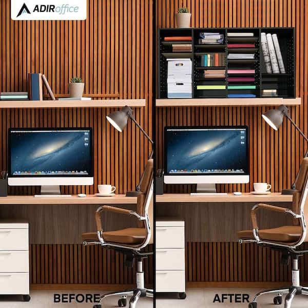 AdirOffice 36 Compartment Wood Adjustable File Cabinet Literature