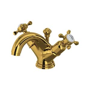 Edwardian Double-Handle Single-Hole Bathroom Faucet with Drain Kit Included in Unlacquered Brass