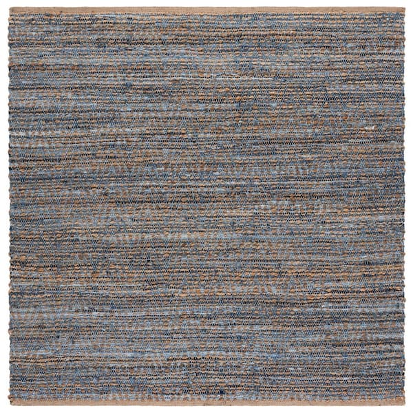 Cape Cod 4 ft. x 4 ft. Square Natural/Blue Gradient Striped Area Rug