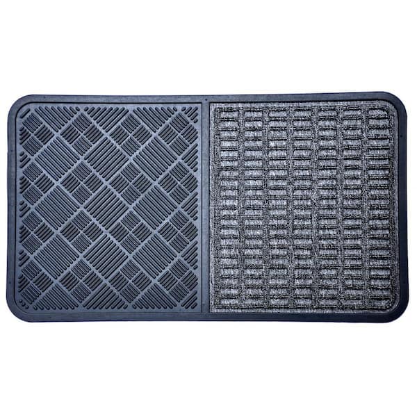 28 in. x 16 in. Gray Synthetic Outdoor Door Mat