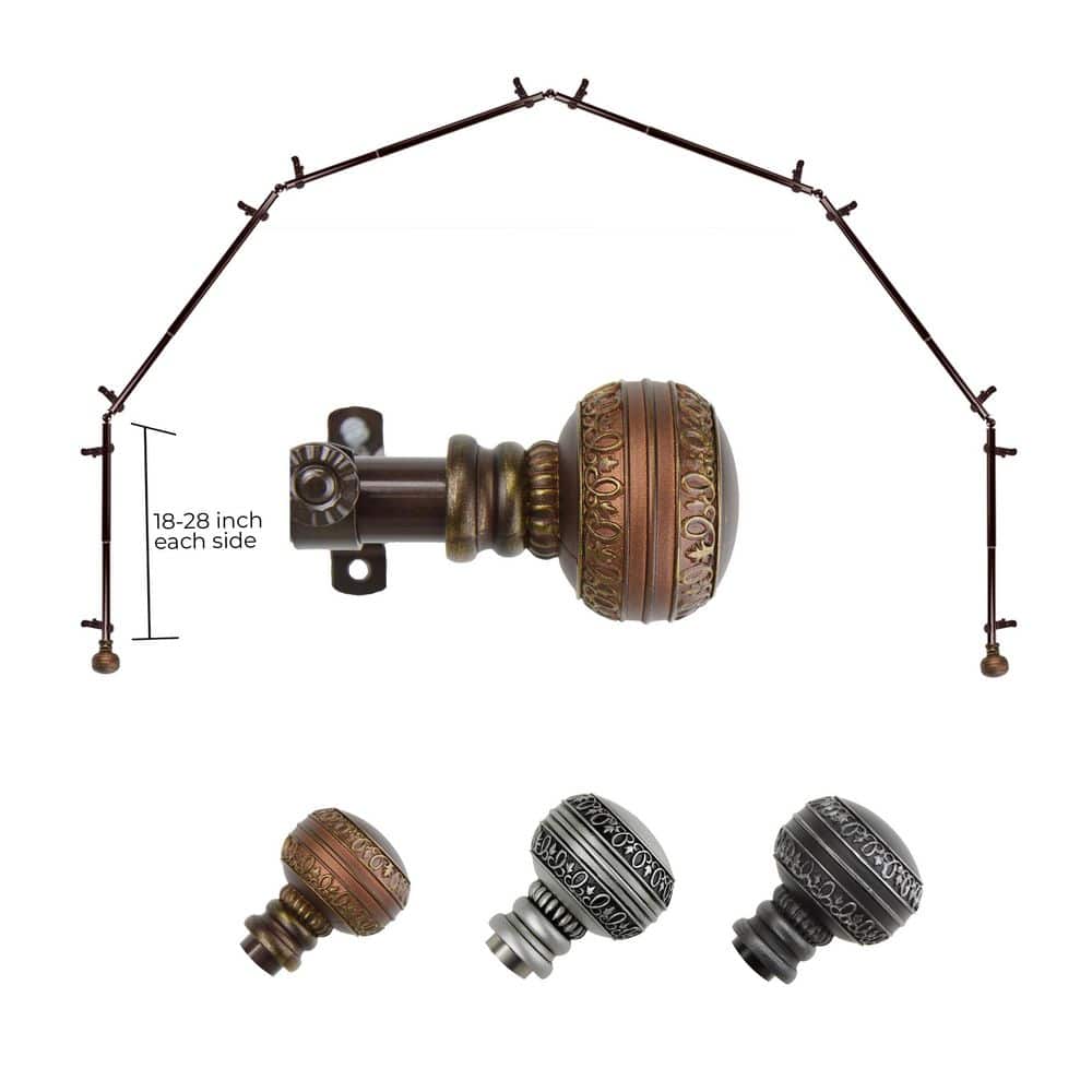 "13/16"" Ornament 6-Sided Bay Window Curtain Rod (18-28 inch each side)-Cocoa" price history on PriceWatchPro