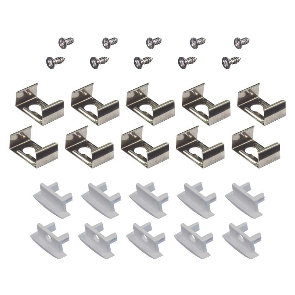Grey Recess Mount LED Tape Light Channel Accessory Pack