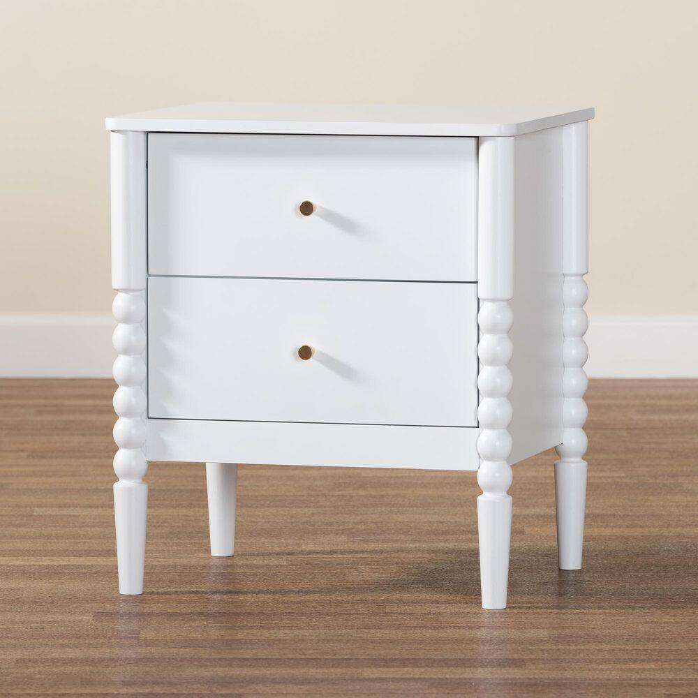 Lucera White 2-Drawer Nightstand