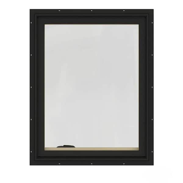 JELD-WEN 36.75 in. x 40.75 in. W-2500 Series Bronze Painted Clad Wood Right-Handed Casement Window with BetterVue Mesh Screen