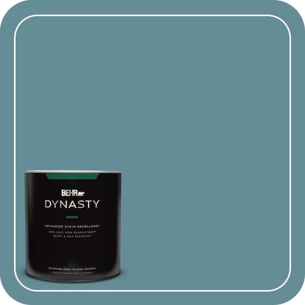 BEHR DYNASTY 1 qt. #S450-5 Oarsman Blue One-Coat Hide Semi-Gloss Enamel Interior Stain-Blocking Paint and Primer