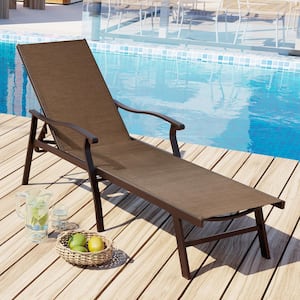 Classic Brown 1-Piece Metal Adjustable Outdoor Chaise Lounge