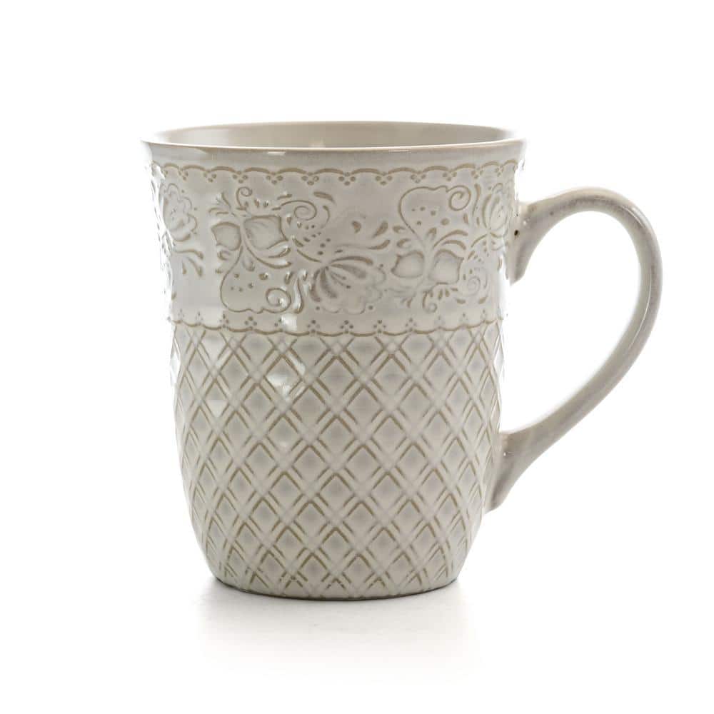 Ivory Floral Ceramic Square Dinnerware Set, Service for 4
