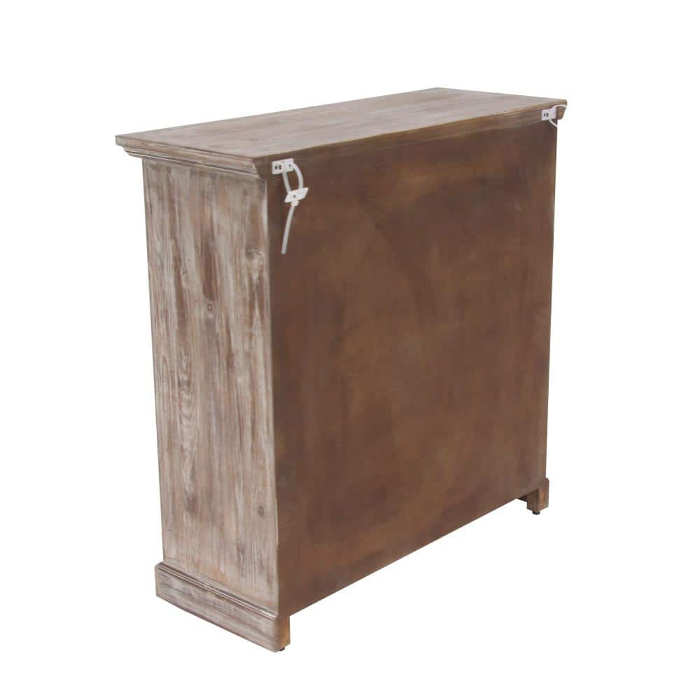Weathered Brown Wood and Glass Farmhouse Accent Cabinet