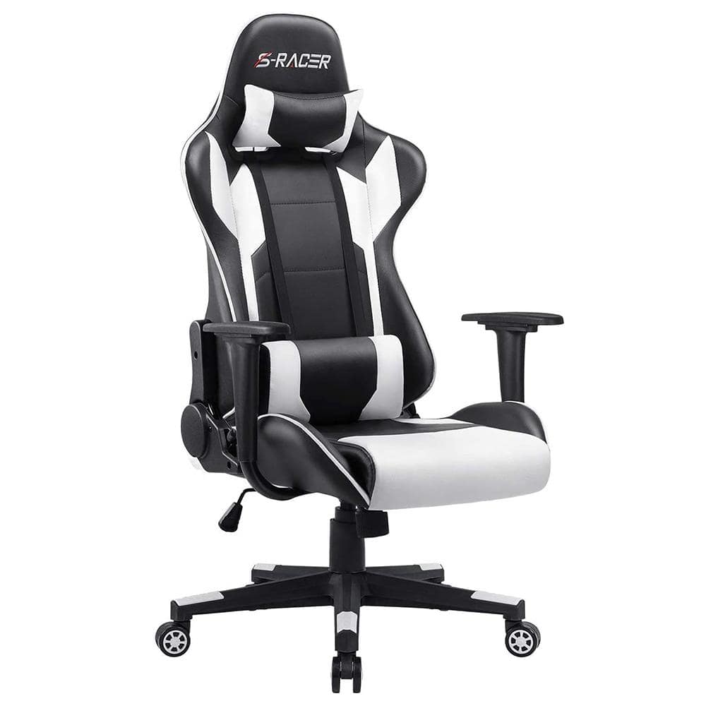 LACOO Gaming Chair Racing style Chair Office Chair High Back PU Leather  Computer Chair with Headrest (White) T-OCRC0782 - The Home Depot