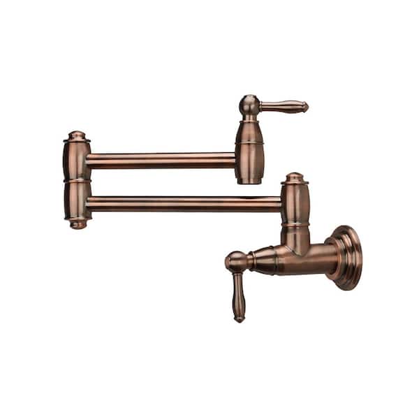 Akicon 98288P1 Series Residential Wall Mounted Pot Filler for Water Filling to The Pet Feeding Station in Antique Copper Finish