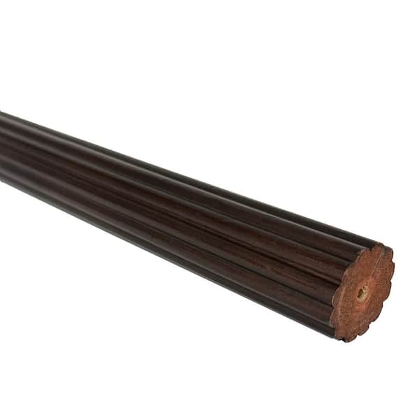 Mix and Match 96 in. x 1-3/8 in. Dia Reeded English Walnut Single Non-Telescoping Wood Curtain Rod