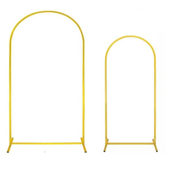 Justincity 0.04 in. x 48 in. Metal Arbor Wedding Arch Stand Set with Pink Spandex Fitted Covers, Round Top Chiara Backdrop