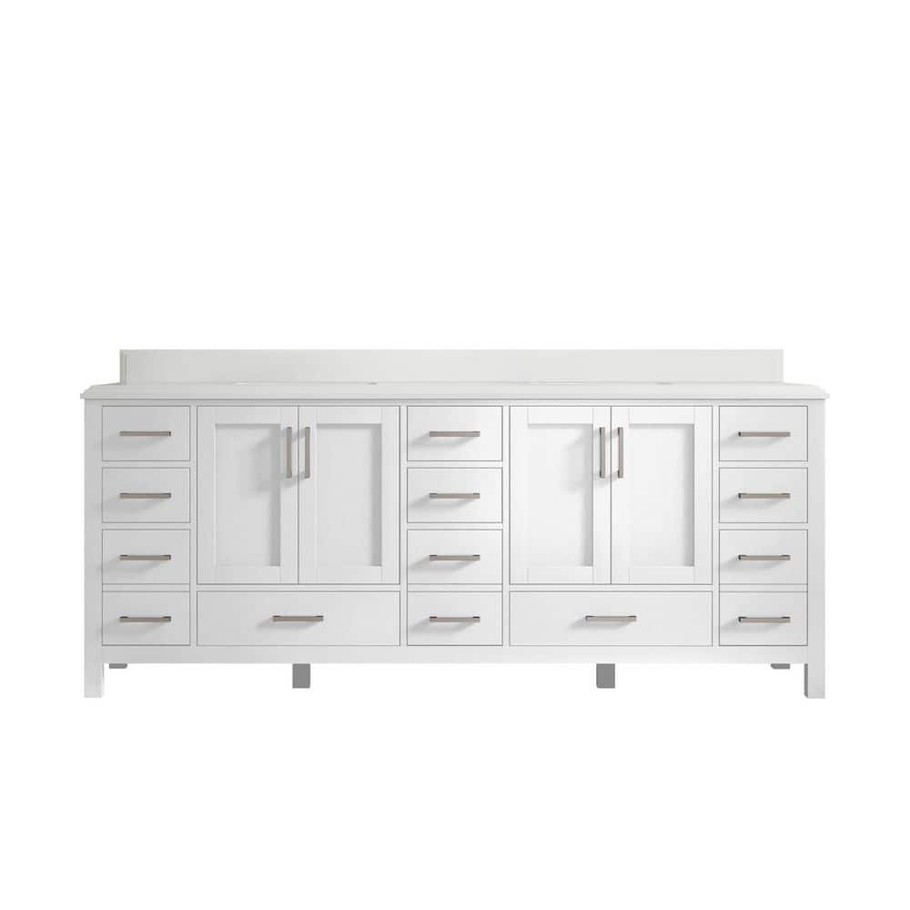 Malibu 84 in. W x 22 in. D x 36 in. H Double Sink Bath Vanity in White with Cove Edge White Quartz Top price history on PriceWatchPro