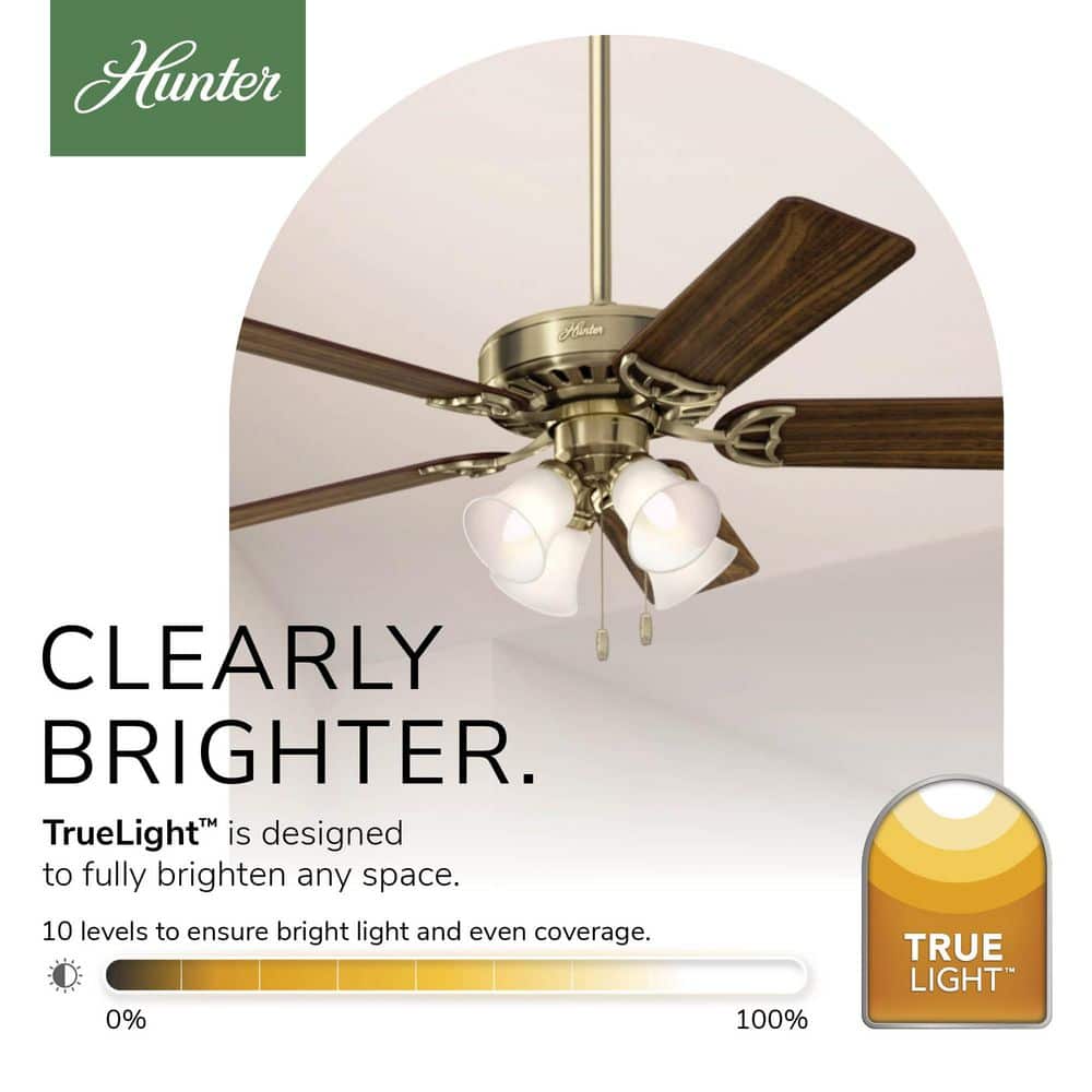 Hunter Studio Series 52" Antique Brass Ceiling Fan with LED Light Kit