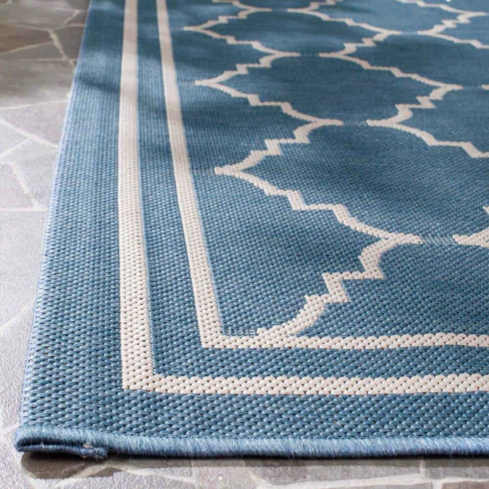Courtyard Blue and Beige Synthetic Outdoor Area Rug
