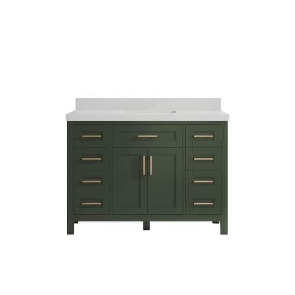 Willow Collections Cambridge 48 in. W x 22 in. D x 36 in. H Bath Vanity in Pewter Green with 2 in Carrara Quartz Top