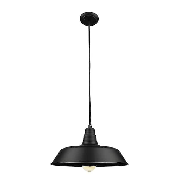 Relyn 1-Light Black Hanging Barn Light Pendant Light with Metal Shade ...