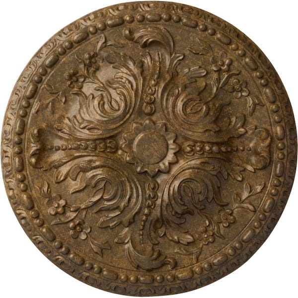 Ekena Millwork 19-5/8 in. x 3/4 in. Amelia Urethane Ceiling Medallion (Fits Canopies upto 2-3/8 in.), Rubbed Bronze