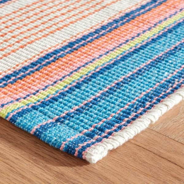 Sloane Stripe Handwoven Cotton Sunset 10 ft. x 14 ft. Indoor Area Rug