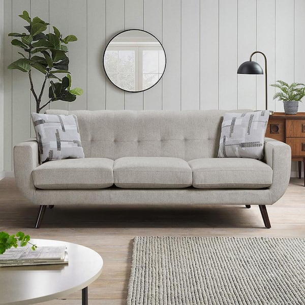 Lazzara Lbiza 86.5 in. W Straight Arm Microfiber Rectangle Sofa in. Tan