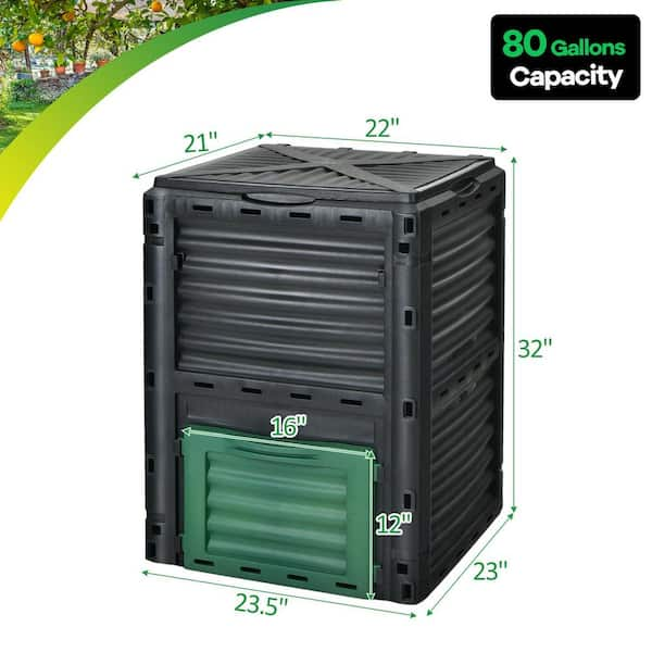 Large Household Expandable HDPE Presto Compost Bin Black