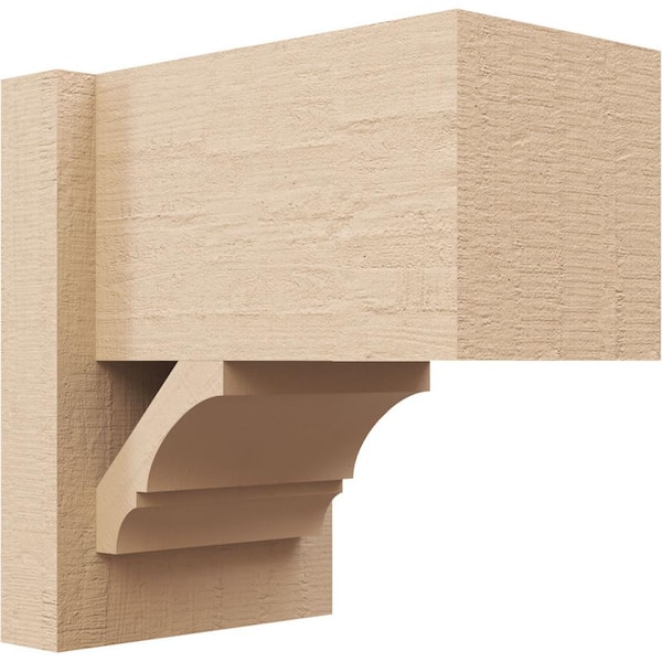 Ekena Millwork 8 in. x 12 in. x 12 in. Balboa Block Rough Cedar Woodgrain Timberthane Polyurethane Outlooker, Primed Tan