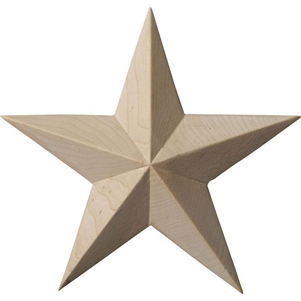 Ekena Millwork 5 in. x 3/4 in. x 5 in. Unfinished Wood Rubberwood Galveston Star Rosette