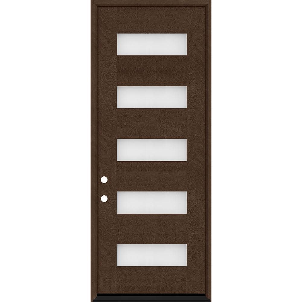 Regency 36 in. x 80 in. 5L Modern Clear Glass RHIS Hickory Stained Fiberglass Prehung Front Door price history on PriceWatchPro