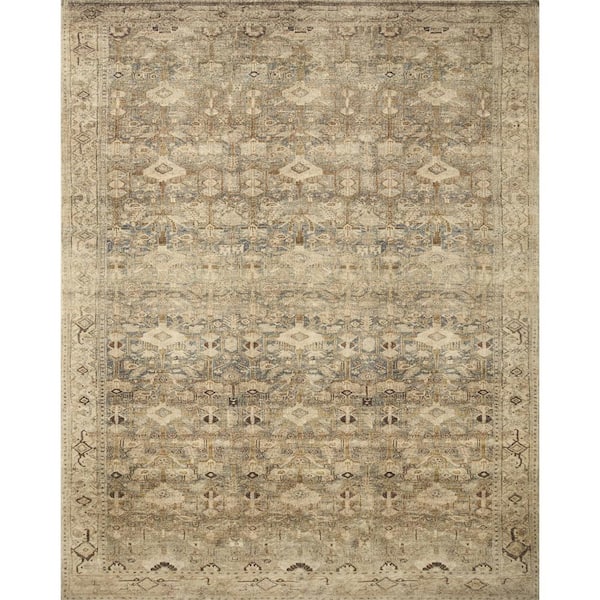 Loloi Margot Antique/Sage 2 ft. 6 in. x 11 ft. 6 in. Bohemian Vintage Printed Plush Runner Rug