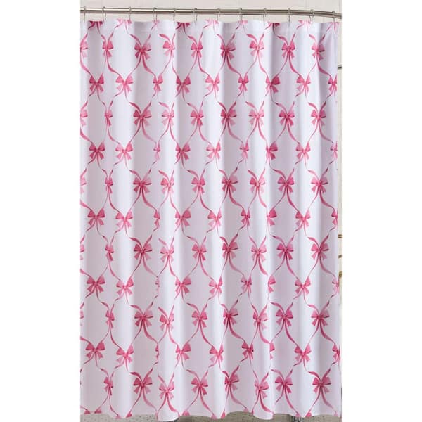 Abigail Bow 72 in. W x 72 in. L Microfiber Polyester Shower Curtain in Pink