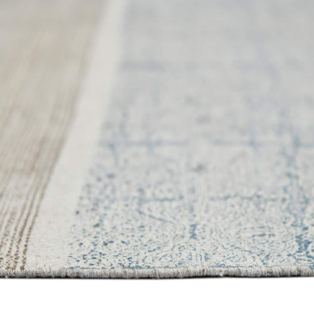 Blue Geometric Cotton Rectangular 5' x 7' Handmade Rug