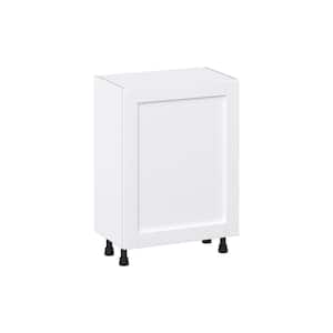 Mancos Bright White Shaker Assembled Shallow Base Kitchen Cabinet with Full Height Dr (24 in. W x 34.5 in. H x 14 in. D)