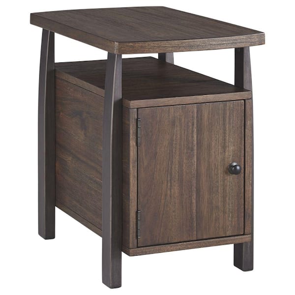 Benjara 15.88 in. Brown Rectangle Wood End Table with Magazine Rack