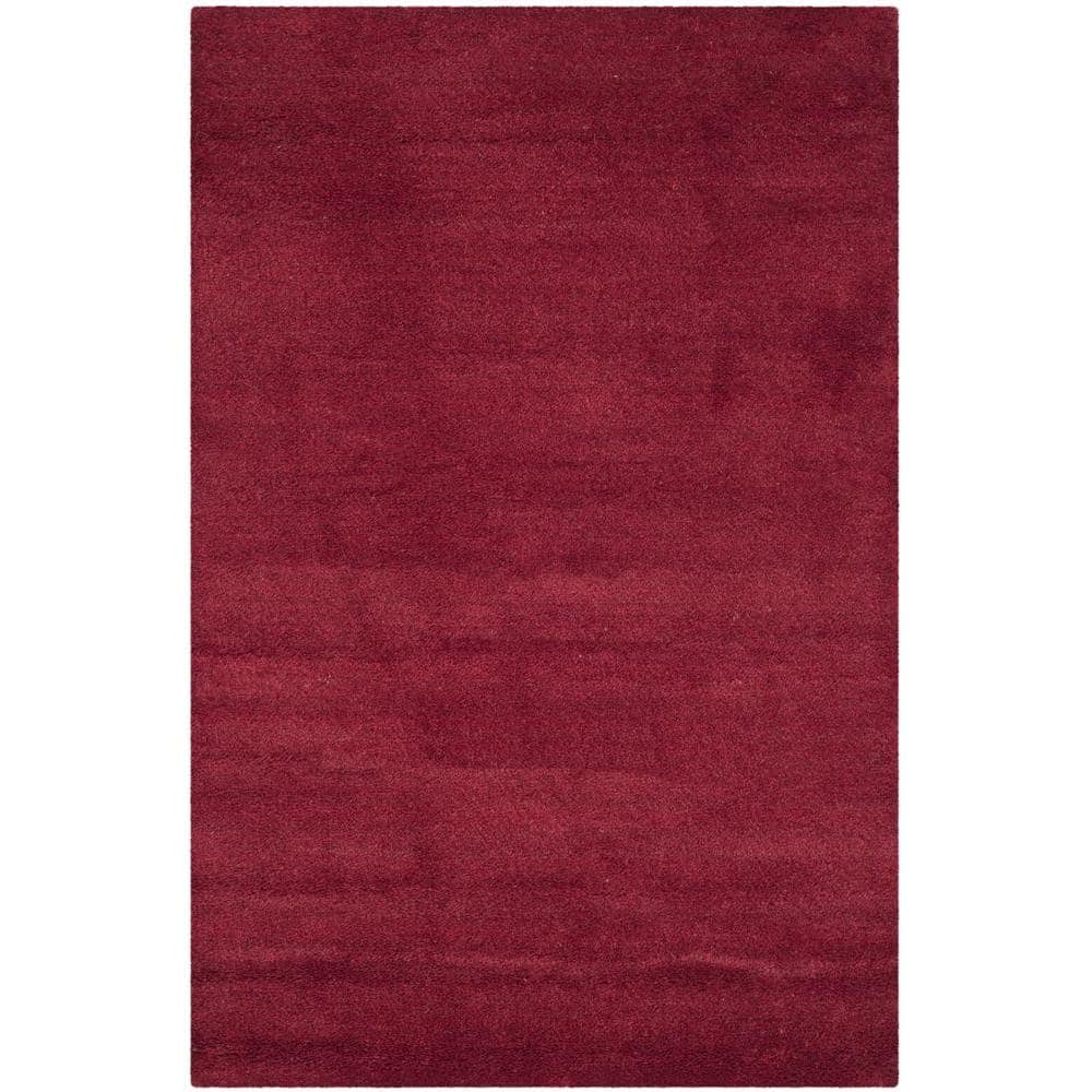 Handmade Red Wool Solid Round Area Rug, 3' x 5'