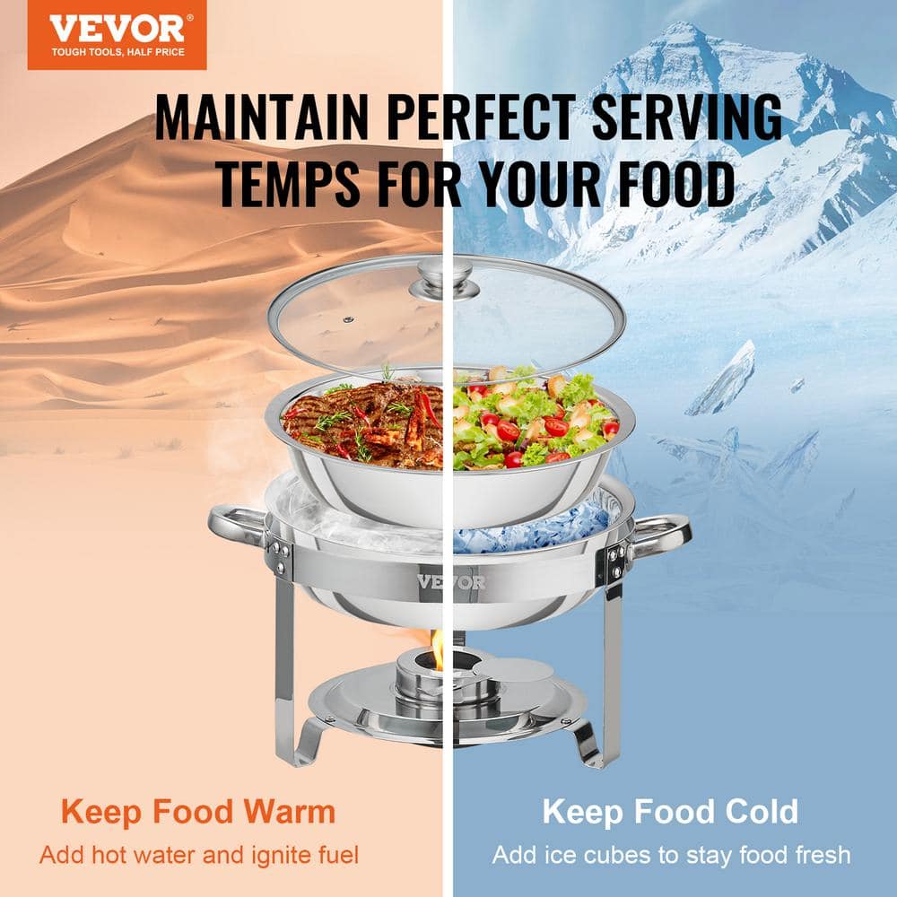 Stainless Steel Round Chafing Dish Set with Glass Lid