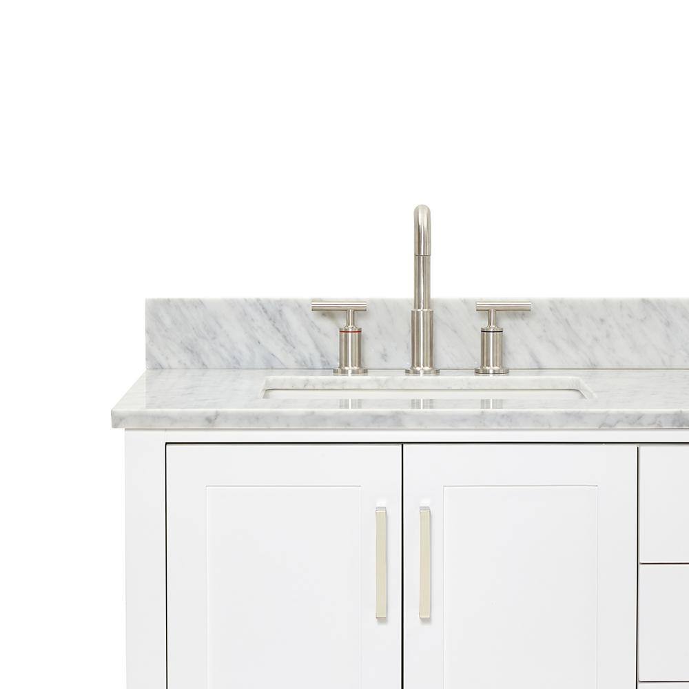 Magnolia 61" White Double Basin Freestanding Vanity with Carrara Top