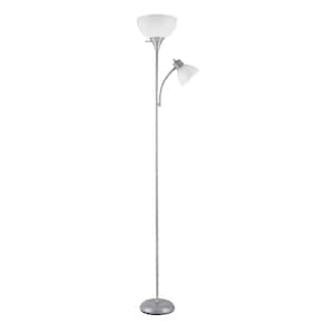 Delilah 72 in. Silver Torchiere Floor Lamp with Adjustable Reading Light